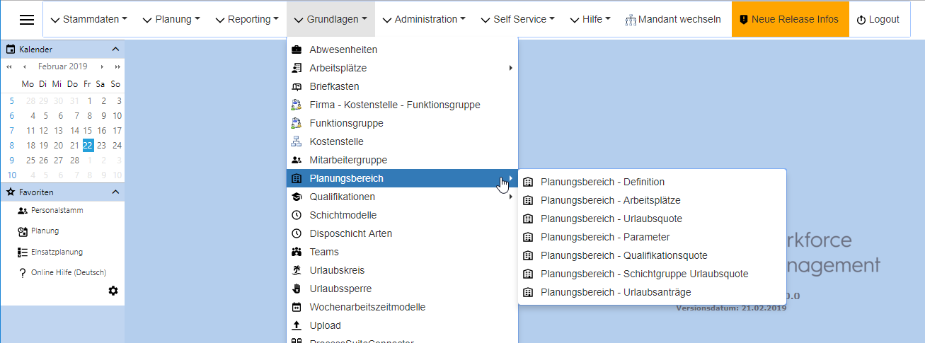 Grundlagen - Planungsbereich - Menu