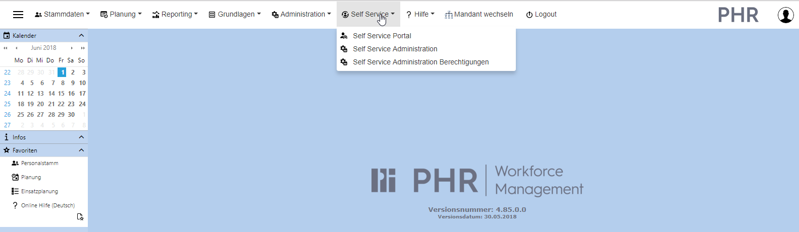 Self Service Menü