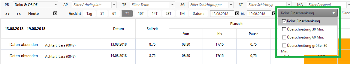 Planung - Zeiten - Einschränkung