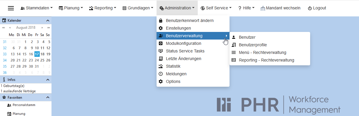 Administration Menü