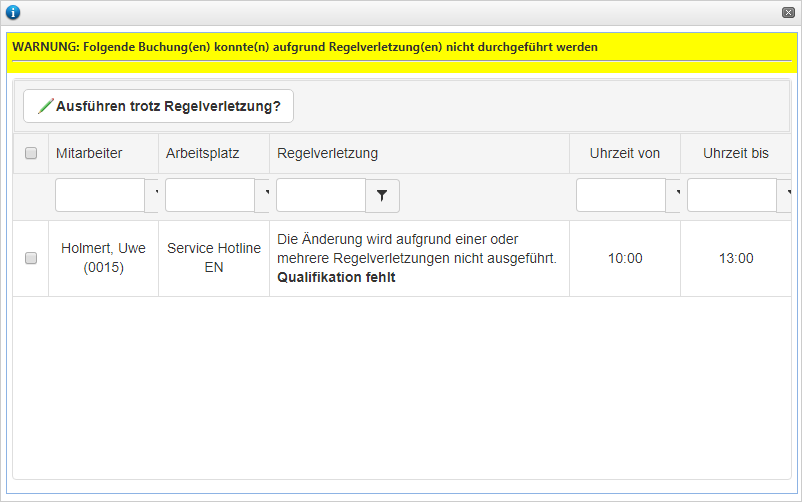 Planung - Tagesplanung - Regelprüfung