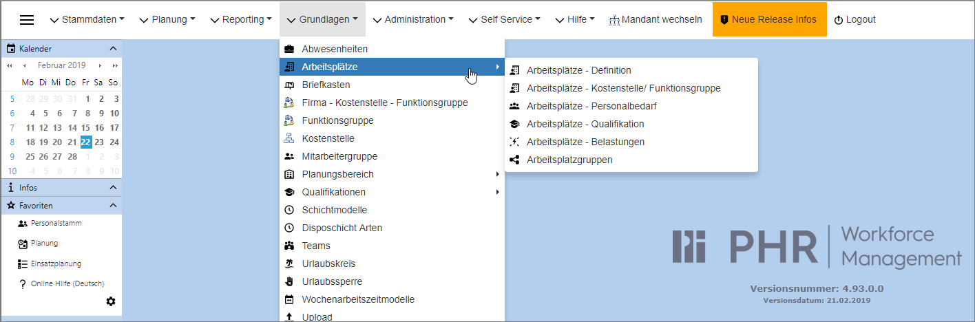 Grundlagen - Arbeitspätze Menu