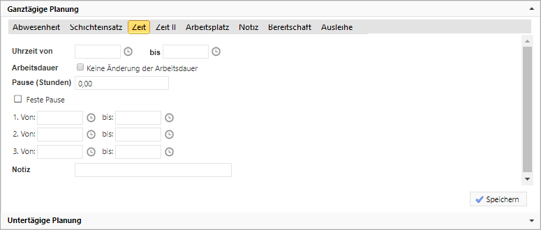 Planung - Mitarbeiter Detailplanung - Zeiten