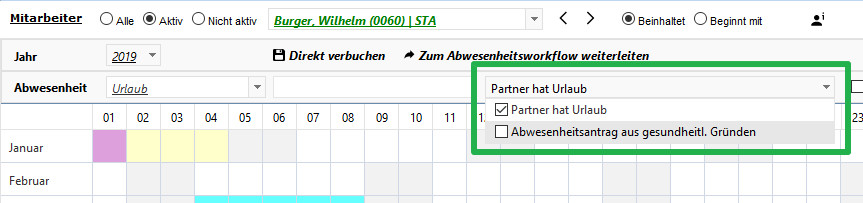 Planung - Abwesenheitserfassung - Abwesenheitsgründe