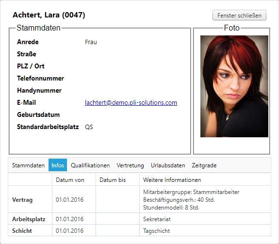Planung - Abwesenheitserfassung - Personalinformationen