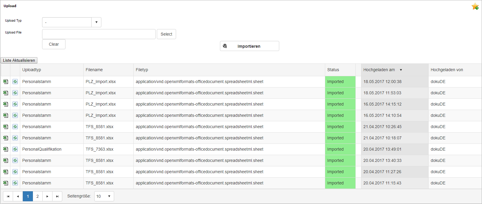 Planung - Datei Upload & Import
