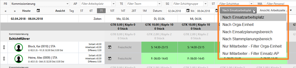 Planung - Planung - Sortierung