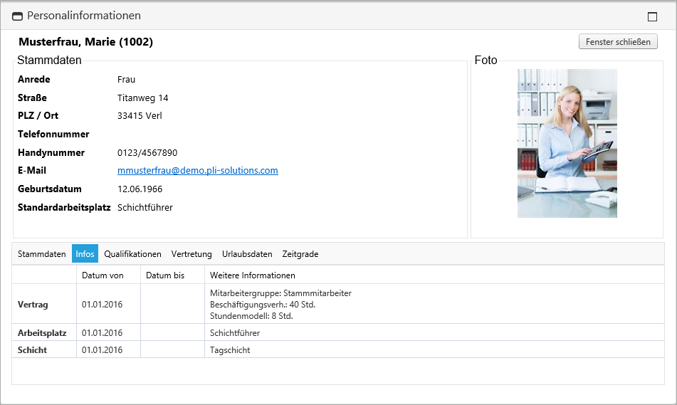 Planung - Wochenplanung - Details - Mitarbeiter Information