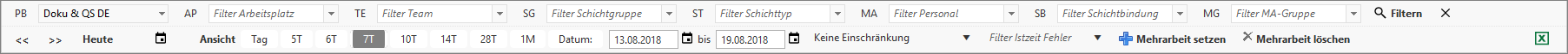 Planung - Zeiten - Filter