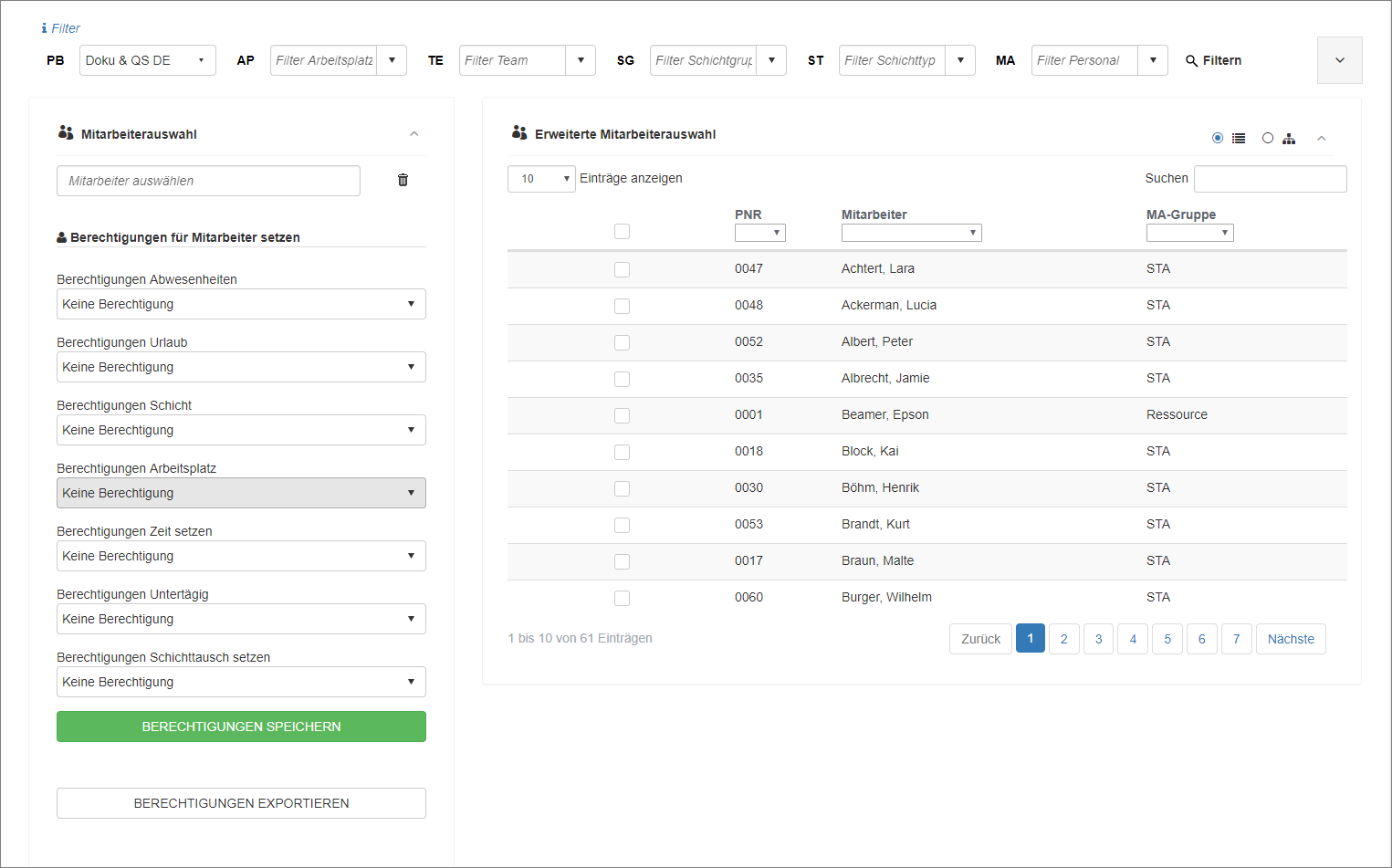 &nbsp;SelfService - SelfService Administration Berechtigungen