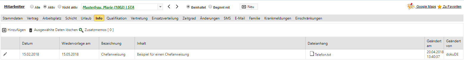 Stammdaten - Personalstamm - Info