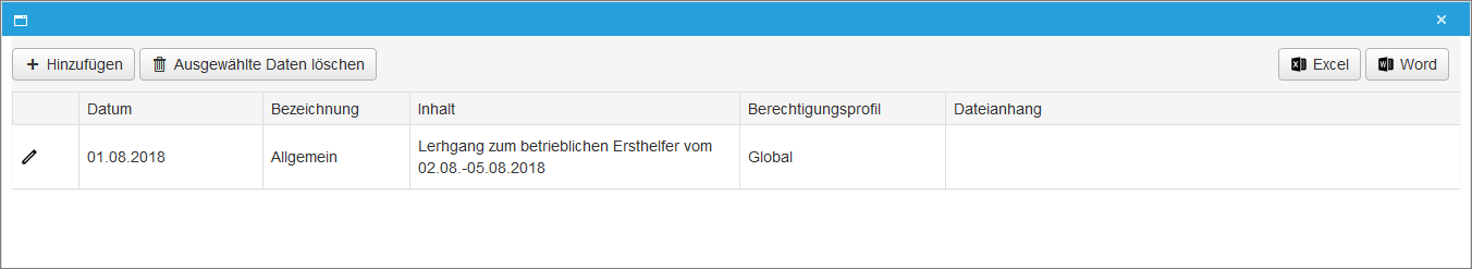 Stammdaten - Personalstamm - Info - Zusatzmemo