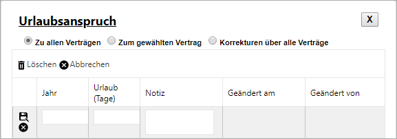 Stammdaten - Personalstamm - Vertrag - Korrektur Urlaubsanspruch erfassen