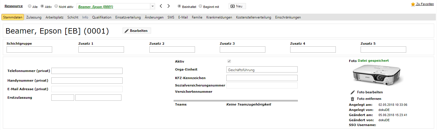Stammdaten - Ressourcen - Stammdaten
