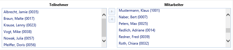 Stammdaten - Schulungsverwaltung - Teilnehmerauswahl